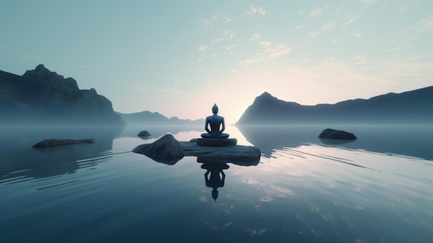 Una meditazione in acqua con una scena tranquilla.