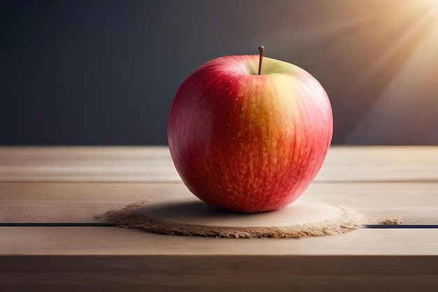 Una mela morsa viene messa sul tavolo.