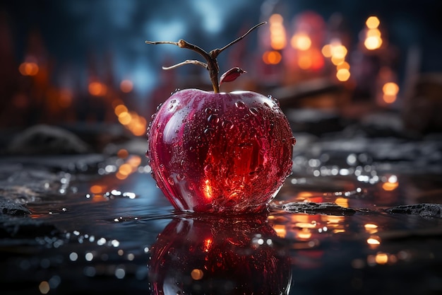 Una mela rossa con una superficie liscia e un attraente aroma AI generativo