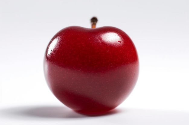 Una mela rossa è su uno sfondo bianco