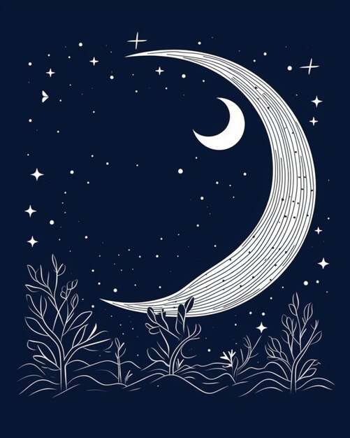 una mezzaluna bianca con un uccello seduto su di essa nel cielo notturno generativo ai