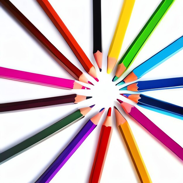 Una minima matita sullo sfondo dell'arcobaleno capriccioso