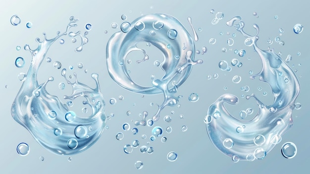Una moderna illustrazione realistica di shampoo che gira con bolle di detersivo schiuma vortice di lavanderia pulita vortice e un giro bollente con palle di ossigeno isolate su uno sfondo trasparente
