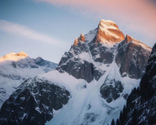 Una montagna con il sole che tramonta dietro di essa