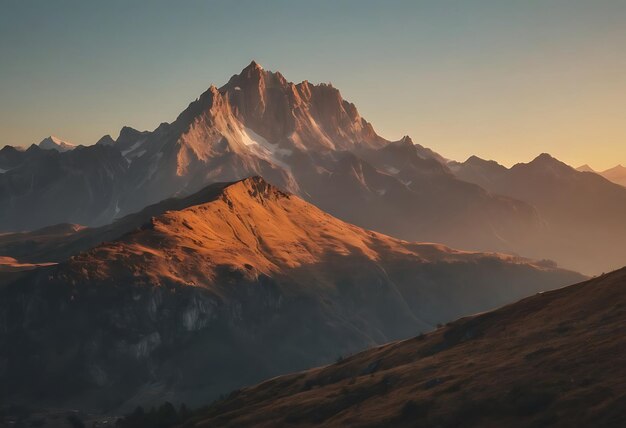 una montagna con il sole che tramonta dietro di lei