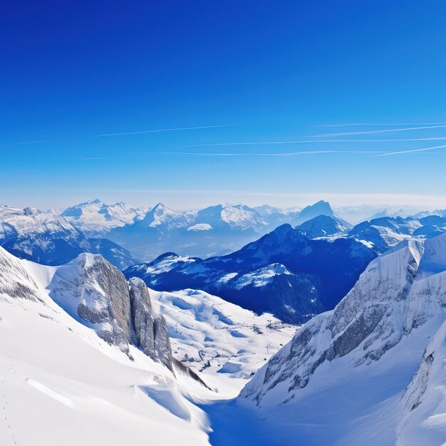 Una montagna con la neve sopra e un cielo blu con la neve sopra