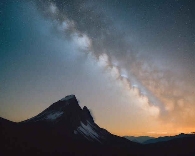 Una montagna con sopra la Via Lattea