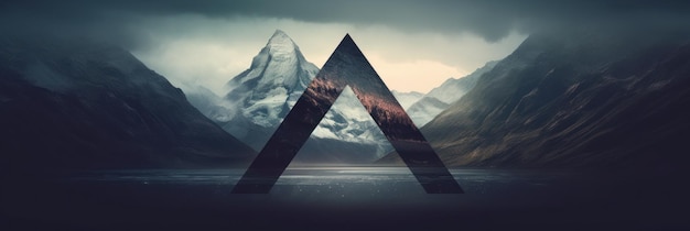 Una montagna con un triangolo al centro sfondo astratto IA generativa
