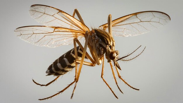 una mosca morta con una testa gialla e strisce nere