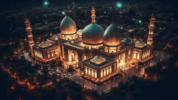 Una moschea al Cairo di notte