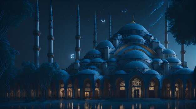 Una moschea al chiaro di luna