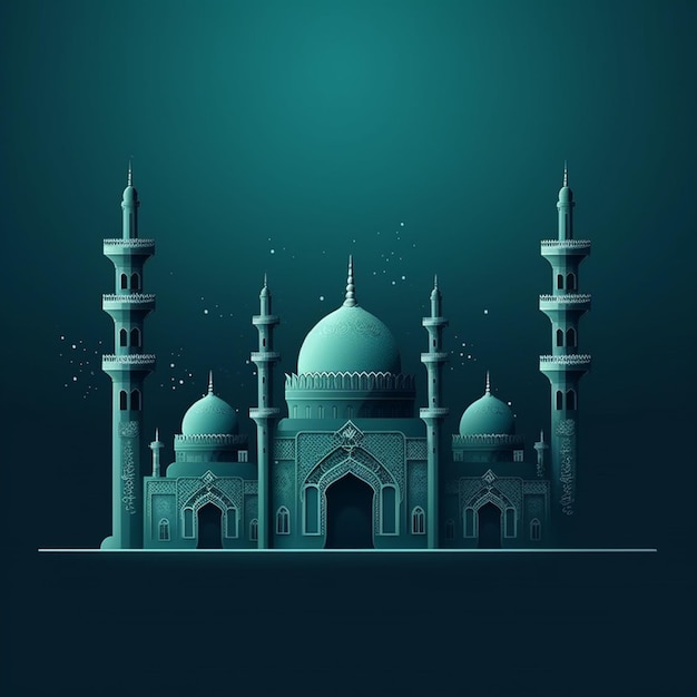 Una moschea blu con uno sfondo blu e la parola amore sopra.