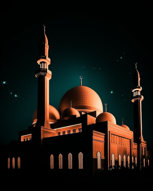 Una moschea con luce sullo sfondo