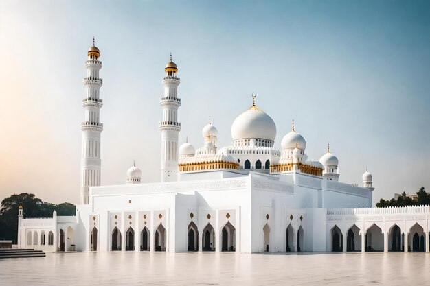 Una moschea con un cielo azzurro e i minareti della moschea