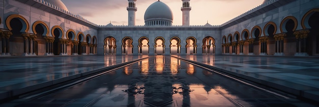 Una moschea con un riflesso nell'acqua