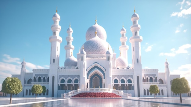 Una moschea in un cielo blu