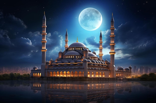 Una moschea sotto la luna
