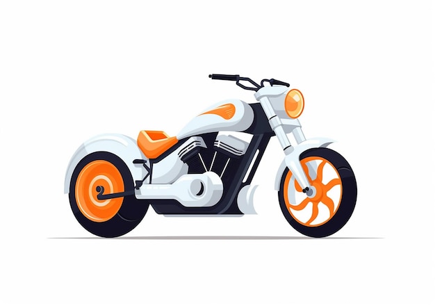 Una motocicletta con ruote arancioni e ruote bianche.