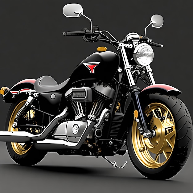 Una motocicletta nera con accenti dorati e una motocicletta rossa e nera