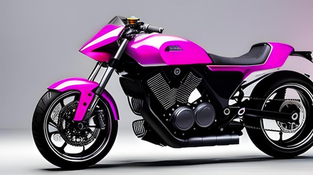 Una motocicletta rosa e viola con la scritta yamaha sulla fiancata.