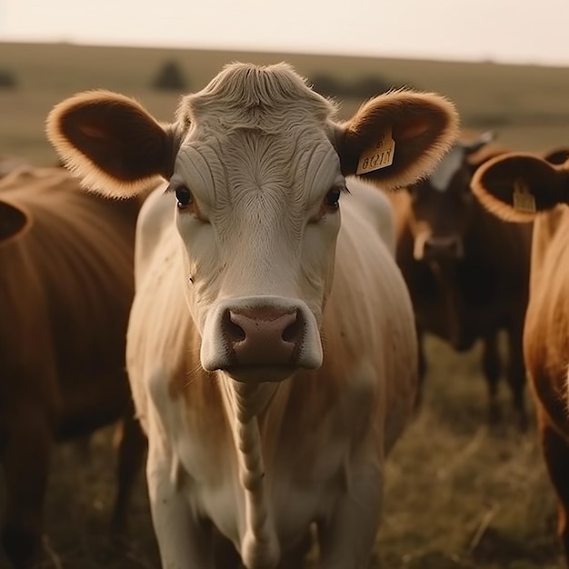 Una mucca con un'etichetta nell'orecchio