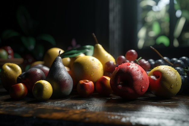 Una natura morta di frutta su un tavolo