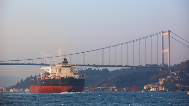 Una nave da carico nel Bosforo Istanbul Turchia