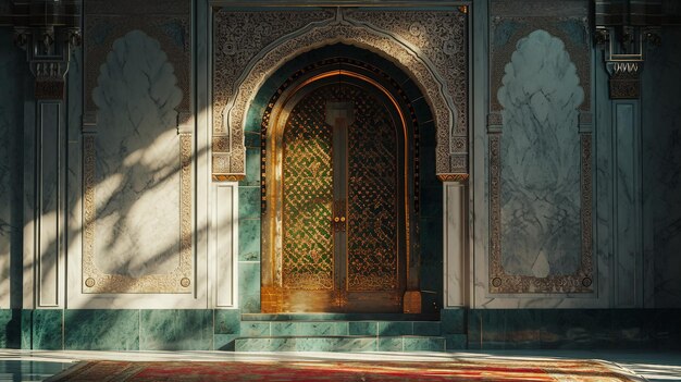 Una nicchia di preghiera decorata in una moschea Ramadan Kareem