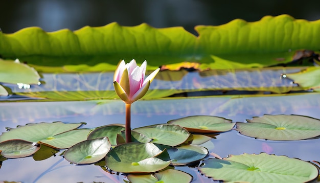 Una ninfea con dentro un fiore