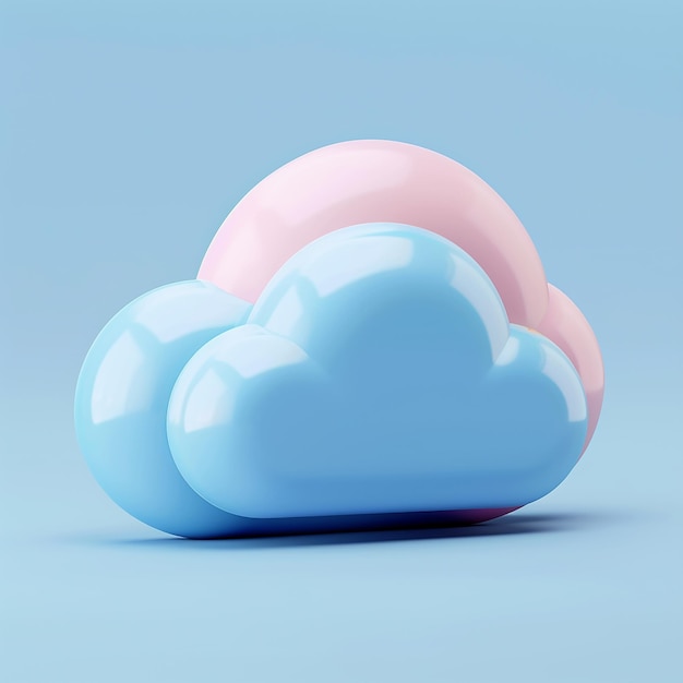 una nube blu con il rosa su di essa e una nube rosa al centro