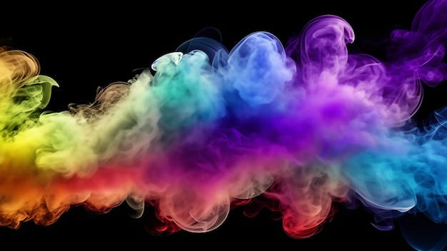 Una nube di fumo multicolore sullo sfondo