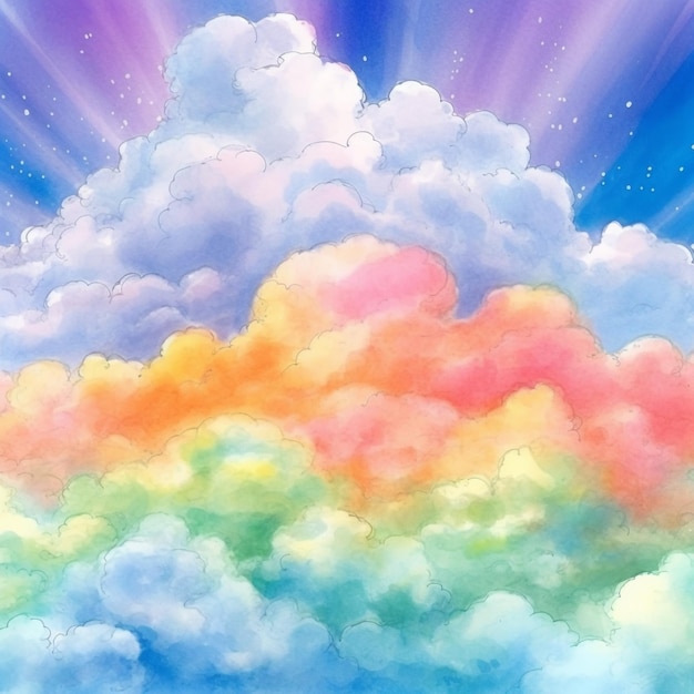 Una nuvola arcobaleno attraversata dal sole