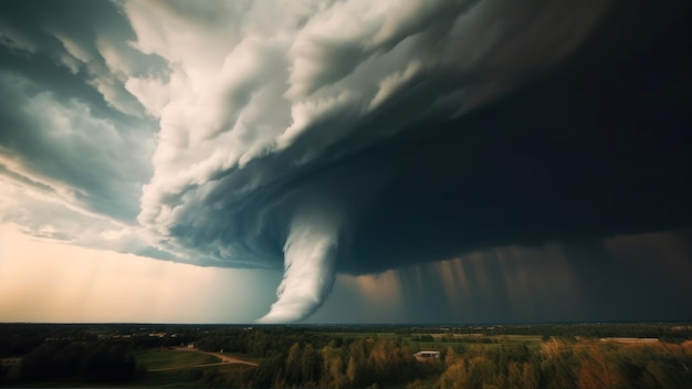 Una nuvola di tempesta è vista su un campo.