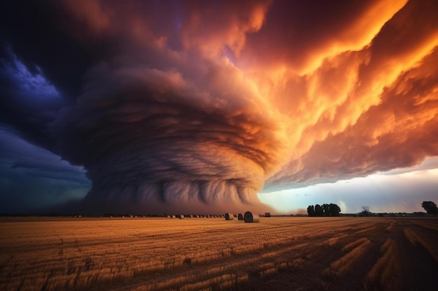 una nuvola di tempesta su un campo.