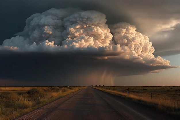 Una nuvola di tempesta su una strada