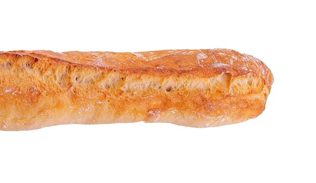 Una paglia di pane francese su uno sfondo bianco