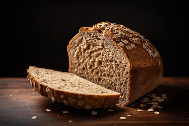 Una pagnotta di pane di farina d'avena viene tagliata a fette.