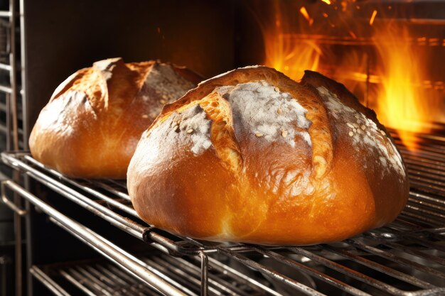 Una pagnotta di pane su una griglia