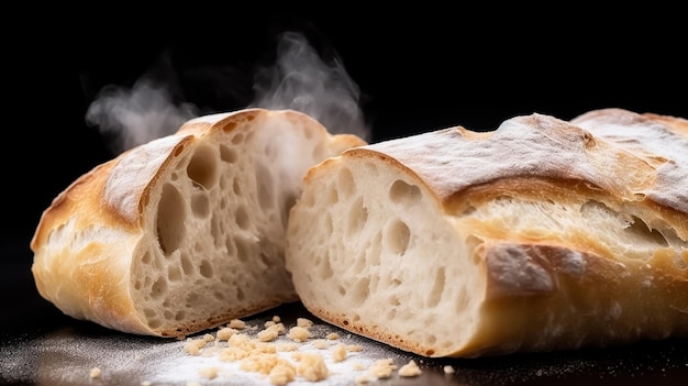 Una pagnotta di pane tradizionale italiano e grano su un tavolo