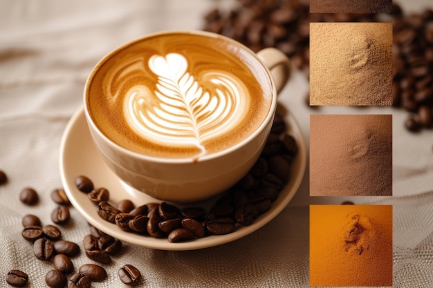 Una palette di colori ispirata al caffè con sfumature di espresso caramello e latte