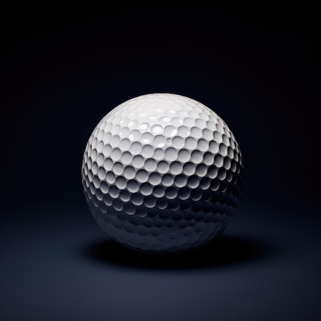 una palla da golf bianca con una palla bianca su uno sfondo scuro.