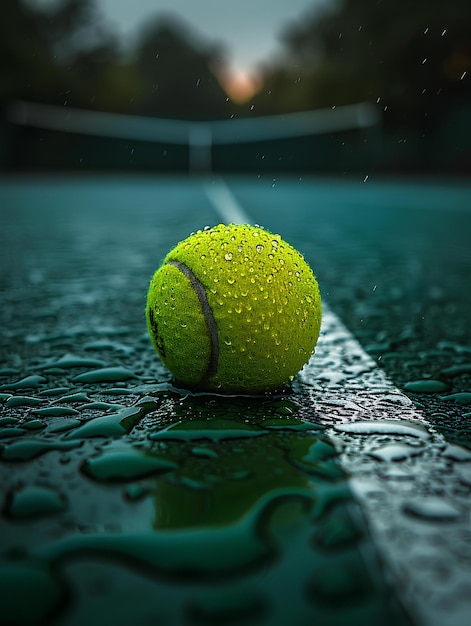 Una palla da tennis sul campo