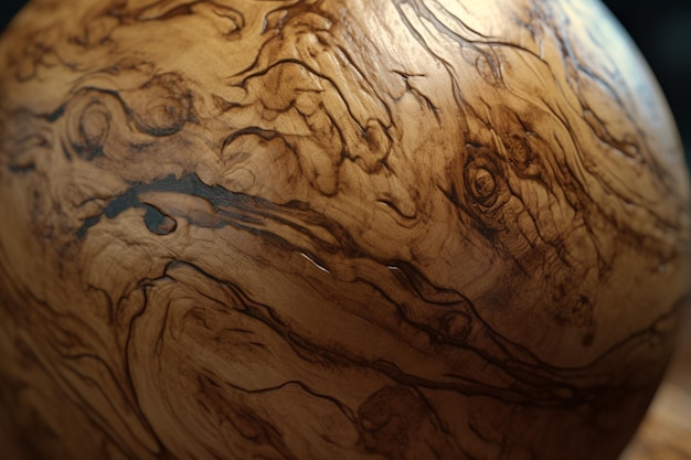 Una palla di legno con una faccia al centro