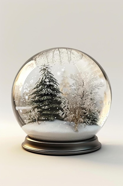 una palla di neve con alberi al suo interno