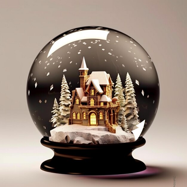 una palla di neve con sopra un castello