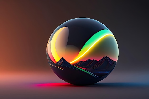 Una palla di vetro con al centro una scena di montagna