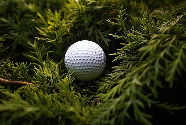 una pallina da golf bianca si trova sopra un tee verde nello stile della frenesia primitivista