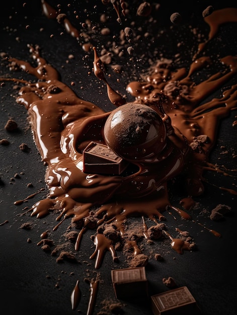 Una pallina di cioccolato si sta sciogliendo su un tavolo