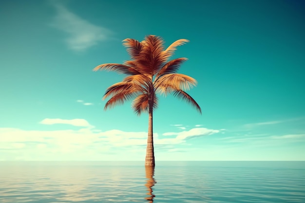 Una palma si trova nell'acqua e sembra una palma.