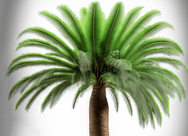 Una palma verde con uno sfondo bianco e uno sfondo bianco.